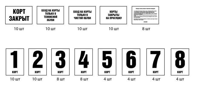 NEVA SPORT Табличка на корт